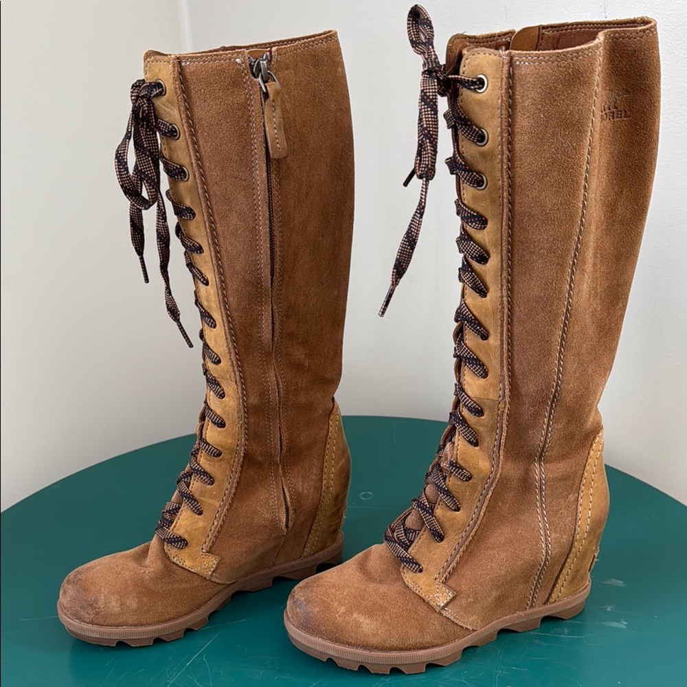 Sorel Tan Suede Joan of Arctic Lace-Up Boots 7.5